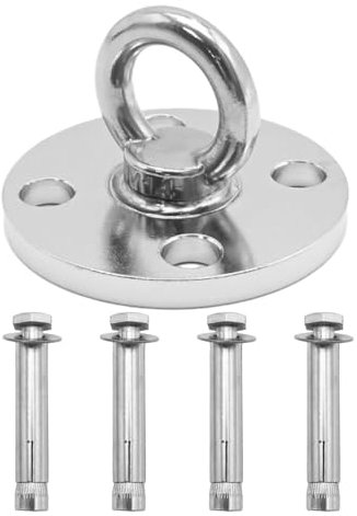 Ollanoos 304 Deckenhalterung Aufhänger mit 4 Ankerschrauben, Befestigung Aufhänger Hängemattenhaken zum Aufhängen im Freien Schaukeln Hängesessel Hängematten Aerial Yoga Kletterseile (500 kg