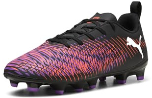 PUMA Future Play Firm, Artificial Ground Soccer Cleats Sneaker, Black White-Glowing Red, 38.5 EU