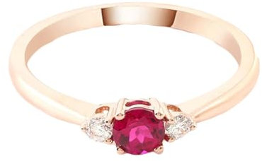 Ayoiow 14K Rotgold Verlobungsring Paar Frauen Rundschliff Rosenrot Rubin Zierlich Verlobungsring