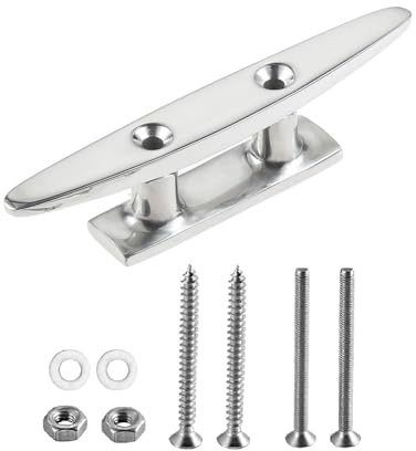 Yetaha 4 Zoll Klampe, Bootsklampe aus Edelstahl, Festmacher Klampe 10 x 5,5 x 2,5 cm mit Schraube sowie Muttern für Yacht Marine (2)