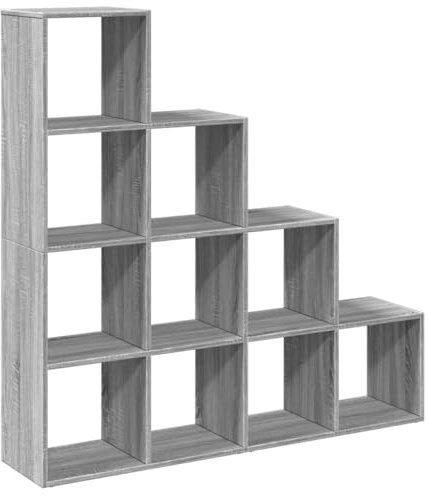 vidaXL Raumteiler-Bücherregal 4 Stufen Grau Sonoma 131,5x29x131,5 cm
