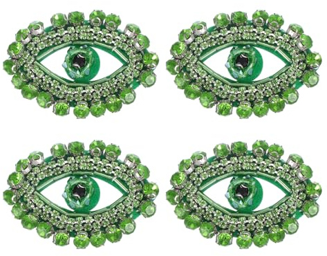 PATIKIL Augen Strass-Patches, 4 Stück Augen-Patches zum Aufnähen Applikations-Patches Strass-Applikation Glitzer Kristall-Patches für Schuhe Kleidung Hosen Taschen Hüte Hemden, Grün