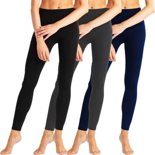 BestSale247 Termoleggings för kvinnor (3-pack) super varma vinter termo underbyxor leggings, 3-pack svart grå marinblå, XXL-3XL
