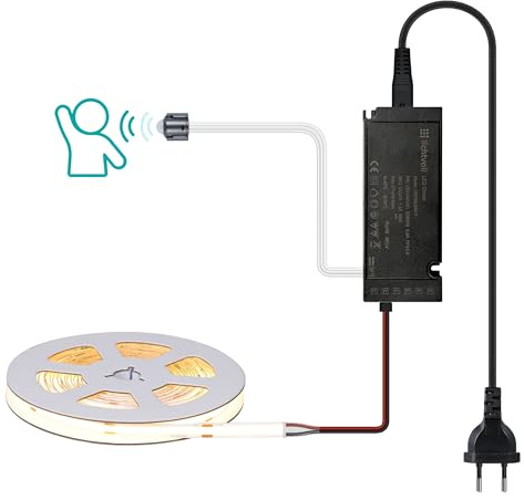 lichtvoll LED-remsa med rörelsesensor, 3 m, varmvit, 36 W, inomhusbelysning för kök och akustiska paneler