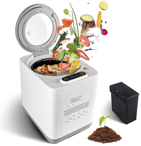 ZWQOZ Compostador eléctrico de Cocina, contenedor de Compost Inteligente de 3,8 L, reciclador de Alimentos de encimera con Pantalla LED/absorción de olores