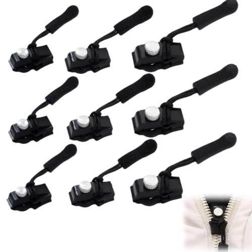 LQIOACU Cerniera Lampo Riparazione, Cursore Cerniera Ricambio, Cerniere Lampo, 3 misure Tira Zip Rimovibile, Universale Cursori per Cerniere Lampo Zip Cerniera per Giacche Borse Valigie Jeans, 9 pezzo