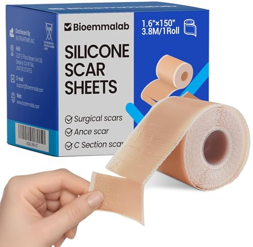 Silicone Scar Sheets Medical Grade Tape Acne Treatment 1.6x150 Roll | Healing Patches for C-Section, Keloid, Face Wrinkles, Stretch Marks, Surgical Recovery, Professional Scar Cover