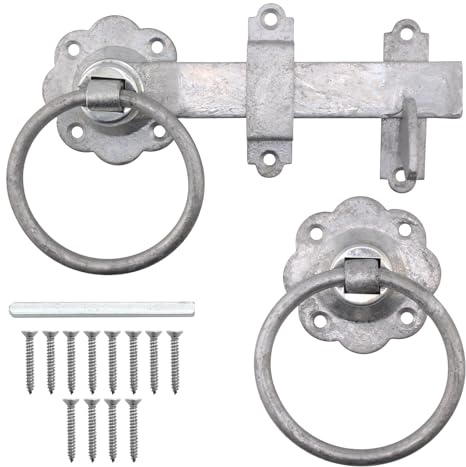 EAI Ring Gate Latch Set | 6 Inch / 150mm Heavy Duty Galvanised Auto Catch Set for Wooden Gates, Sheds & Doors.