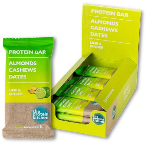 *NEW* The Protein Kitchen | Natural Protein Bar 12 x 50 g | Lime & Ginger 50 g | No Added Sugar and No Additives | 439136