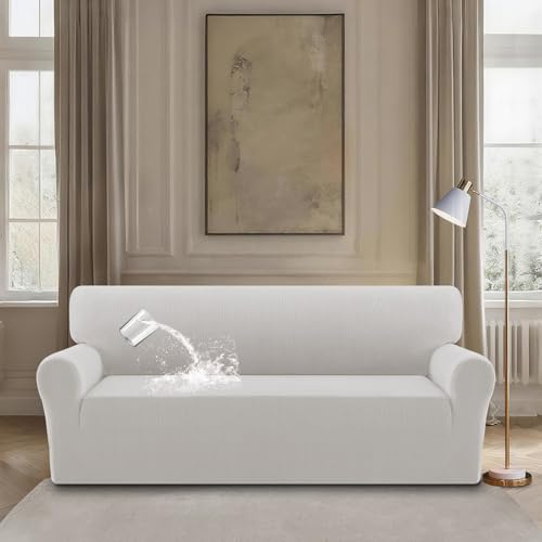 BellaHills Funda Sofá 3 Plazas Grande Impermeable,Fundas Sofas 3 y 2 plazas Ajustables,Fundas Sofa Lavables Jacquard, Roble Claro