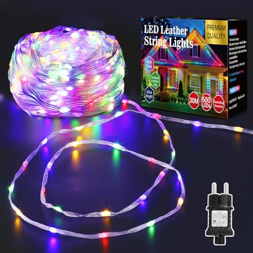 GlobaLink Tubo Luminoso LED Esterno 600LED 30M, Tubo Luci Natale IP65 Impermeabile Striscia Cavo PVC 9 Modalità, Decorazioni Natalizie,Patio,Giardino,Matrimonio,Piscina-Multicolore