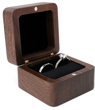 AONAYO Holz Ringbox,Vintage Massiv Ring Box,Walnuss,Ringschatulle Hochzeit Hochzeit,Samtweiche Innenseite Eheringe,Geeignet FüR HeiratsanträGe,Verlobungen,Hochzeiten Und Zur TäGlichen Aufbewahrung