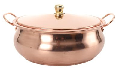 ECUTEE Faitout en cuivre - 26 cm - Casserole en cuivre avec couvercle - Convient pour plaques vitrocéramiques, à gaz et à induction