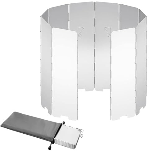 Sweetfularyeen 10 Stück Windschutz Gaskocher, Faltbare Windschutzscheibe mit Bolzenbefestigung, Einzelne Windschutzscheibe 8,5 cm, Ideal für Camping, Picknick-Kochen und Outdoor-Aktivitäten