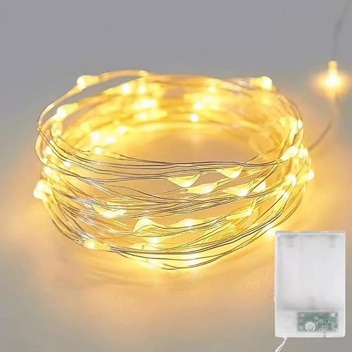 FREMON Luci LED a Batteria, 5M 50 LED Luci Natale, Catena Luminosa Filo di Rame, 2 Modalità Fairy Light, Lucine LED per Decorazioni Natalizie, Albero, Matrimonio, Giardino