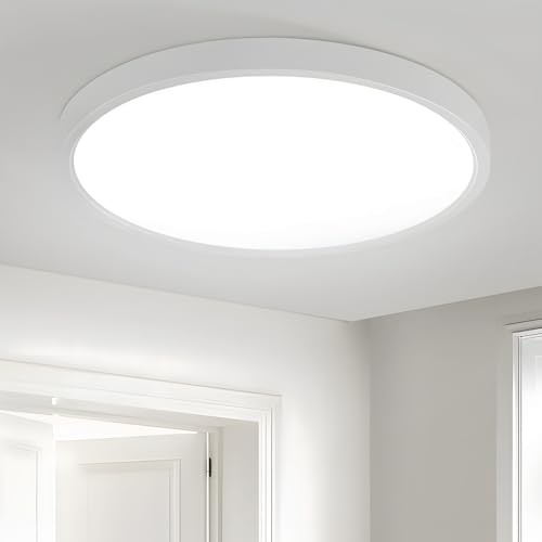Laittiin Deckenleuchte LED Deckenlampe Flach - 15W Badezimmer lampe Decke 18CM Weiß Badlampe Küchenlampe Flurlampe 6000K Rund Deckenbeleuchtung Kaltesweiß Deckenleuchten für Bad Flur Küche Balkon