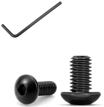 100 Stück M4×6 Linsenkopfschrauben mit Innensechskant, Rundkopfschrauben ISO 7380, Flachkopfschrauben, Schwarz, aus Kohlenstoffstahl mit Vollgewinde inkl. 1 Innensechskantschlüssel (M4x6, 100)