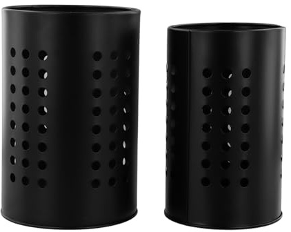 Aurafly 2 Pièces Porte-ustensiles de Cuisine Porte-couverts en Acier Inoxydable Noir Panier à Couverts Rangement Pot Ustensile pour Cuillère Couteau Fourchette Baguettes (16,5 x 10 cm et 18 x 12 cm)