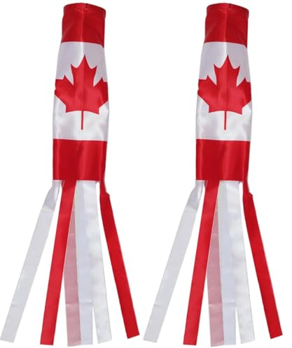 Muzrunq Windsack-Flaggen, 139, 7 cm, Satin, dekorativ, Kanada-Flagge, Windsack, Garten-Windsäcke, Outdoor, robust, Koi-Fisch-Dekor, 2 Stück Socken für draußen, robust, japanische Gartendekoration,