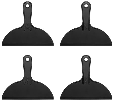 sourcing map 4pcs Putty Scraper 7.87 Plastic Flexible Putty Knives Disposable Paint Spreader Cleaner Tool for Spackling, Patching Painting Repairing, Black