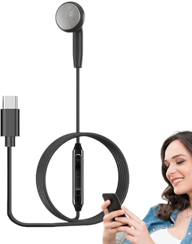 Seitliche Ohrhörer – Typ-C 3,5 Mm Kabelgebundenes Mono-Headset | In-Line-Mikrofon-Lautstärkeregler | Geräuscharme Ohrhörer, Klare Kommunikation, Anrufe, Musik, Arbeits- Und Lernzubehör, Mehrfach Verwe