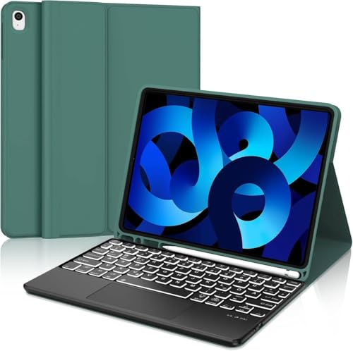 Funda con teclado para iPad Air de 11 pulgadas (M3/M2) 2025/2024, funda con teclado para iPad Air 5/4 gen y Pro 11 4/3/2/1 Gen, 7 colores iluminados, Bluetooth magnético QWERTZ disposición (panel