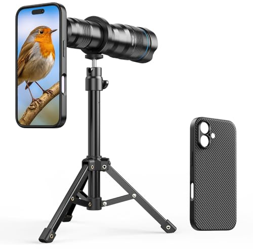 APEXEL 36x Telephoto Phone Camera Lens with Integrated Case for iPhone 17-36X Professional Telephoto Lens,Sturdy Tripod Mount