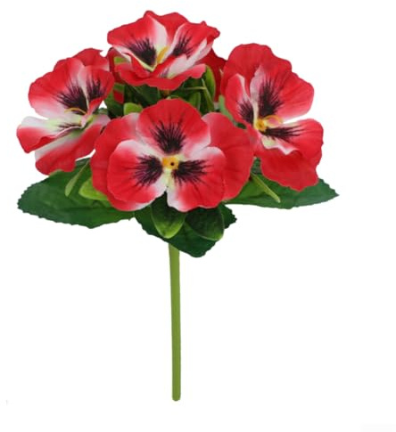 Bouquet floreale di orchidee viola del pensiero artificiali, realizzato in seta, per decorazione da tavolo di nozze, soggiorno e servizi fotografici (rosso anguria)