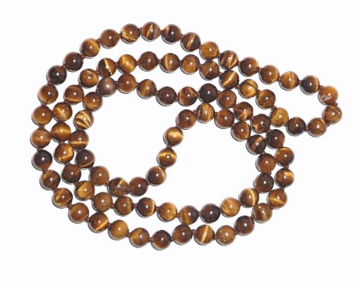 Tigerauge Schmuck - Halskette mit Tigerauge Kugeln, Größe ca. 8 mm, endlos geknotet, Länge ca. 80 cm - Modellnummer 64