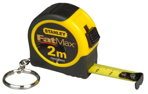 STANLEY Mètre Porte Clés Gamme FATMAX - Large Ruban - Ruban Laqué Pour Plus De Résistance - Système De Blocage - Crochet Zéro Réel - Boitier Abs Antichoc - Boitier Compact - FMHT0-33856