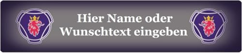 Scania Nummernschild selbst gestalten und personalisieren, Metallschild, Aluminium-Schild als individuelles Trucker-Accessoire LKW-Zubehör Aluschild, Kennzeichen-Schilder mit Namen & Wunschtext