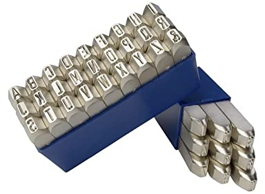 GRAVUREM-Nr. 1 Schlagzahlen und -buchstaben 0-9 + A-Z,& (Kombination) - für Edelstahl (VERNICKELTE OBERFLÄCHE) / 4mm