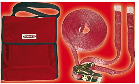 PONSA – LÍNEA DE Vida Horizontal Temporal – Linea DE Vida portátil con Sistema DE Tensor. Incluye una Bolsa para Guardar el sobrante de Cinta. (15 M)