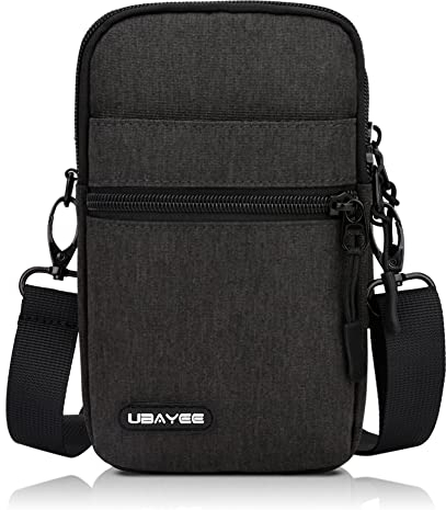 UBAYEE Borsa a Tracolla Cellulare Telefono Unisex (Adatto a 6,7 Pollici), Piccola Borsello da Cintura per Passaporto con Tasca di Blocco RFID - Grigio Scuro