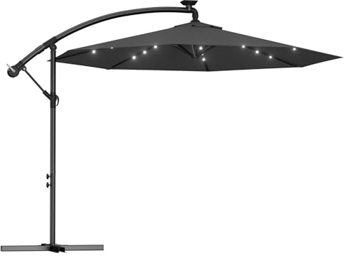 AufuN Alu Ampelschirm Ø300 cm/Ø350 cm Sonnenschirm mit Kurbelvorrichtung Höhenverstellbarer, UV-Schutz 40+, Wasserabweisende Bespannung Kurbelschirm, 8 Streben