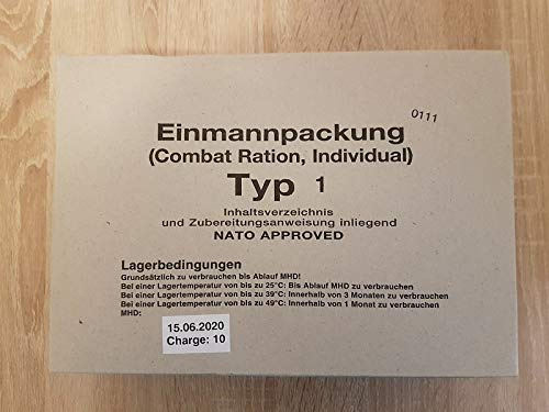 Armee BW Bundeswehr EPA MENÜ 1 MRE Essen Camping EINMANNPACKUNG Army Food Ration