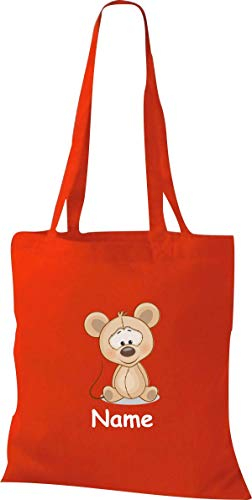 Shirtinstyle Stoffbeutel Tasche, Tiermotiv Maus mit Wunschnamen, Natur Zoo Tiere Animal, Geschenk, Baumwolltasche, Logo, Spruch, Verwandschaft, Motiv, Farbe Schwarz