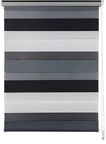 ondeco Doppelrollo Klemmfix Duo Rollo für Fenster ohne Bohren, Sonnenschutz Plisseerollo lichtdurchlässig und Blickdicht Grau-Anthrazit 80x160 cm