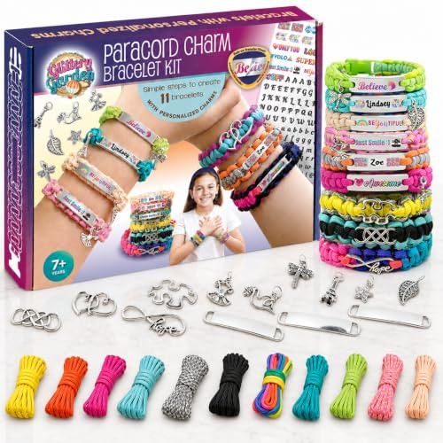Glittery Garden Personalisierte Charm Friendship Bracelet Making Kit: Beste Kinder im Alter von 7-14. Große Aktivität für Geburtstage, Reisen, Camps, Kunstprojekte.