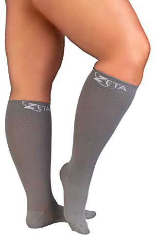 Zeta Wear Kompressionsstrümpfe Dicke Waden Damen Herren – Extra Weite Plus Size Kompressionssocken, Baumwollweich & Bequem für Alltag und Reisen 3XL