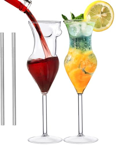 Body Cocktail Glasses 200 ml Novelty Red Wine Glasses Set of 2 Martini Glasses Gin Glass Gift Set for Party Home Bar