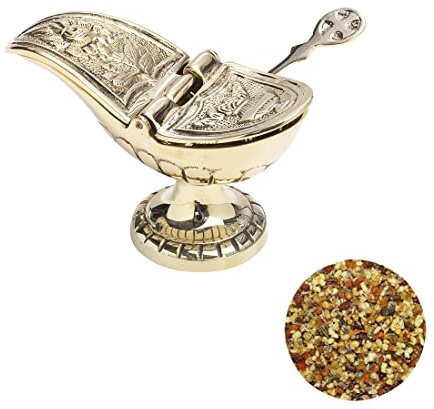 NKlaus Set 1x bote de incienso oro amarillo 1x cuchara 1x Gloria 100g mezcla de incienso 40695