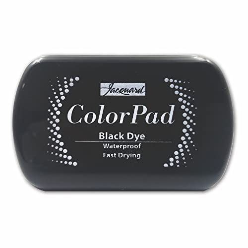 Jacquard ColorPad wasserfestes und permanentes Premium-Stempelkissen – tiefes dunkles Schwarz – schnell trocknend – säurefrei und ungiftig – jedes Mal scharfer Eindruck