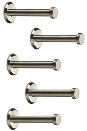SOTECH 5 Stück Edelstahl Kleiderhaken MEDEA (Ø 10/15 mm, Länge 70 mm) | Wandhaken gebürstet, verdeckte Befestigung, inkl. Schrauben und Dübel