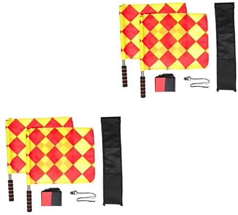 Garneck 2sätze Fußball Schiedsrichter Flaggen Set Mit Roten Und Gelben Karten Inklusive Pfeife Hochsichtbare Schiedsrichterflaggen Für Training Und Wettkampf