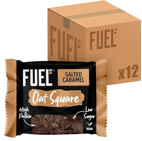 FUEL10K Salted Caramel Oat Squares, High in Protein & Fibre, 50 g (Pack of 12)