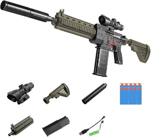 Funthy Mjuk Bullet Sniper Med Automatisk Skumblaster 10 Kulor, Gör-det-själv Leksakspistoler HK416 För Pojkar Ålder 6 Till 13 År Barn Presenter För Födelsedag Halloween Jul-Grön