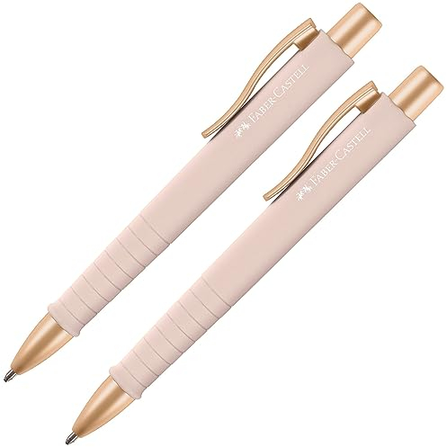 FABER-CASTELL 205092 - Kugelschreiber Poly Ball pale rose, 2 Stück, mit auswechselbarer XB Mine, dokumentenecht