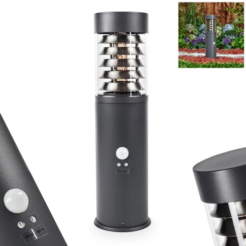 HOFSTEIN Wegeleuchte Dakar, Außenwegeleuchte mit Bewegungsmelder aus Metall/Kunststoff in Anthrazit/Klar, moderne Außenleuchte für Garten, Außenbereich, Hof, Terrasse, Höhe 40 cm, E27, IP44