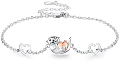 StoryEtain Axolotl/Otter/Meerschweinchen/Rosen/Schmetterling/Flamingo Armschmuck 925 Sterling Silber Tier Armbänder Tier Schmuck Geschenk für Damen Mädchen Kinder Tierliebhaber
